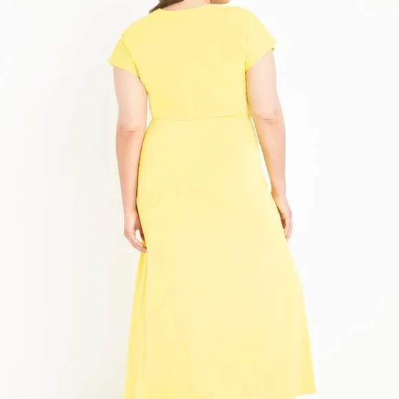 NWT ELOQUII Easy Maxi Dress With Wrap Tie Skirt Yellow Plus Size 18 - Picture 3 of 3